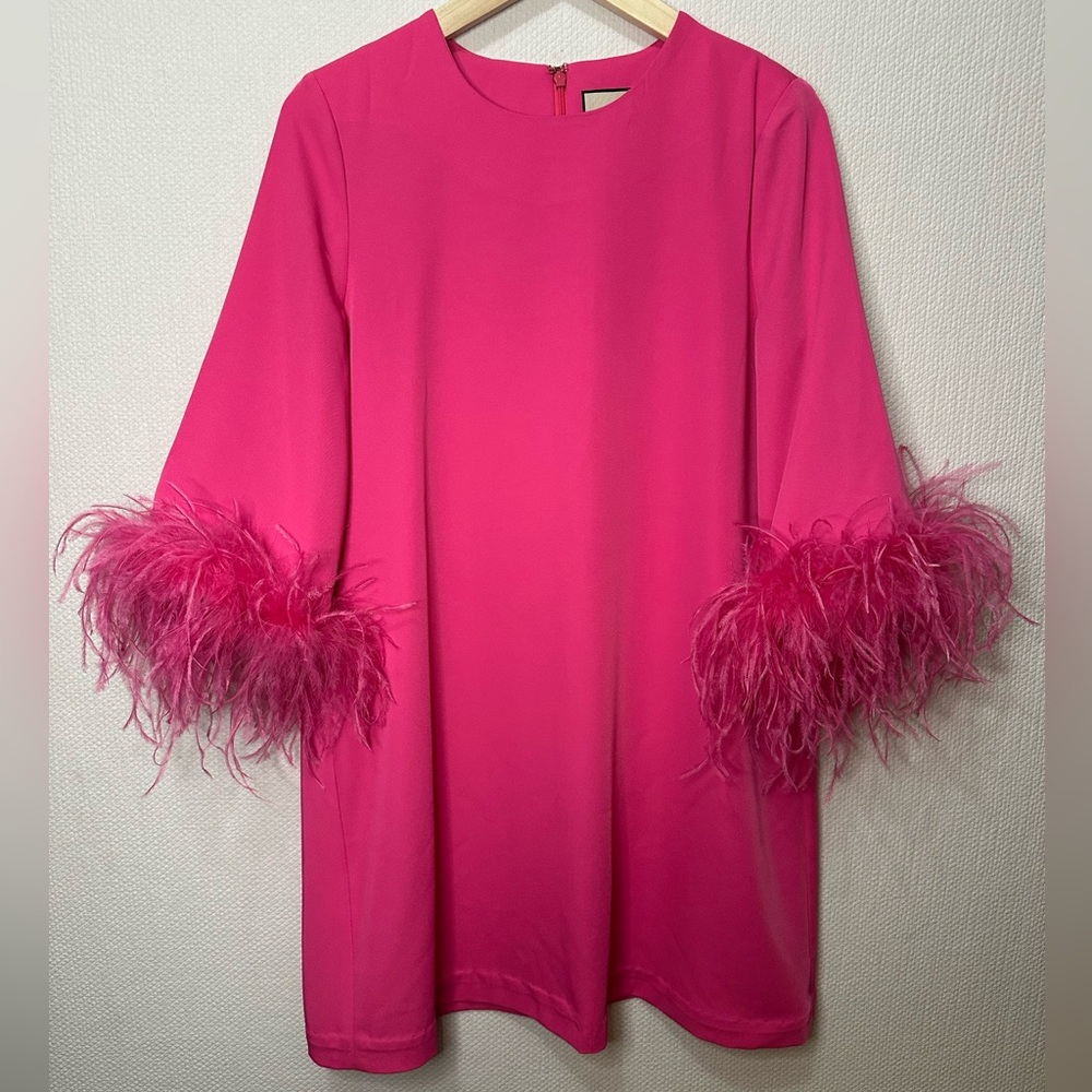 Tuckernuck Mod Mary Dress Hot Pink Feather Size Small - Picture 5 of 7